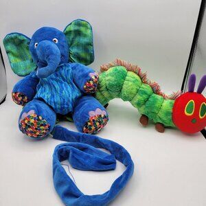 ERIC CARLE Lot of Plush Elephant Backpack Harness & Hungry Caterpillar Stuffed